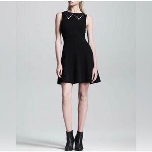 Rag & Bone Lillian Dress Black Laced Collar Grommet Lacing Cutouts Size 2 Mini